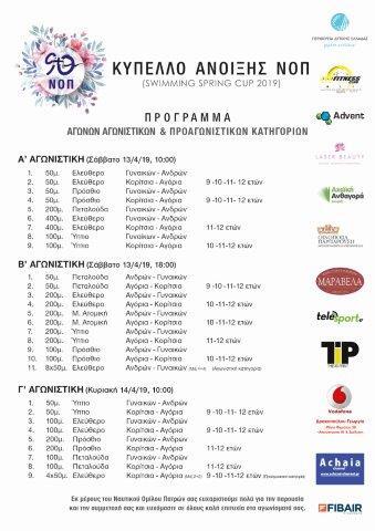 NOP- Swimming Spring Cup 2019. Sponsors & Programma