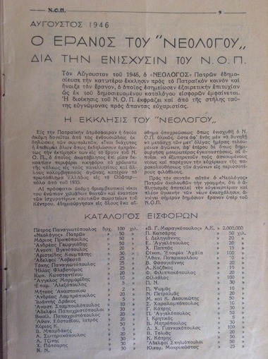 1946 : Ιστορικές στιγμές από την πορεία του ΝΟΠ μέσα στο χρόνο. Γιατί ο ΝΟΠ είναι άμεσα συνδεδεμένος με την ιστορία της Πάτρας. Γιατί ο ΝΟΠ είναι ουσιαστικό κομμάτι της ιστορίας της Πάτρας!!!