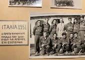 1951 . Το ταξίδι προετοιμασίας στην Ιταλία και η μεταφορά χώματος από την πατρίδα. Απόθεση φόρου τιμής στους πεσόντες της 3ης Ορεινής Ταξιαρχίας στο Ρίμινι.